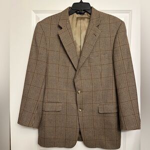 Burberry “Authentic “Mens Brown Wool Blend Houndstooth Single Breasted Blazer